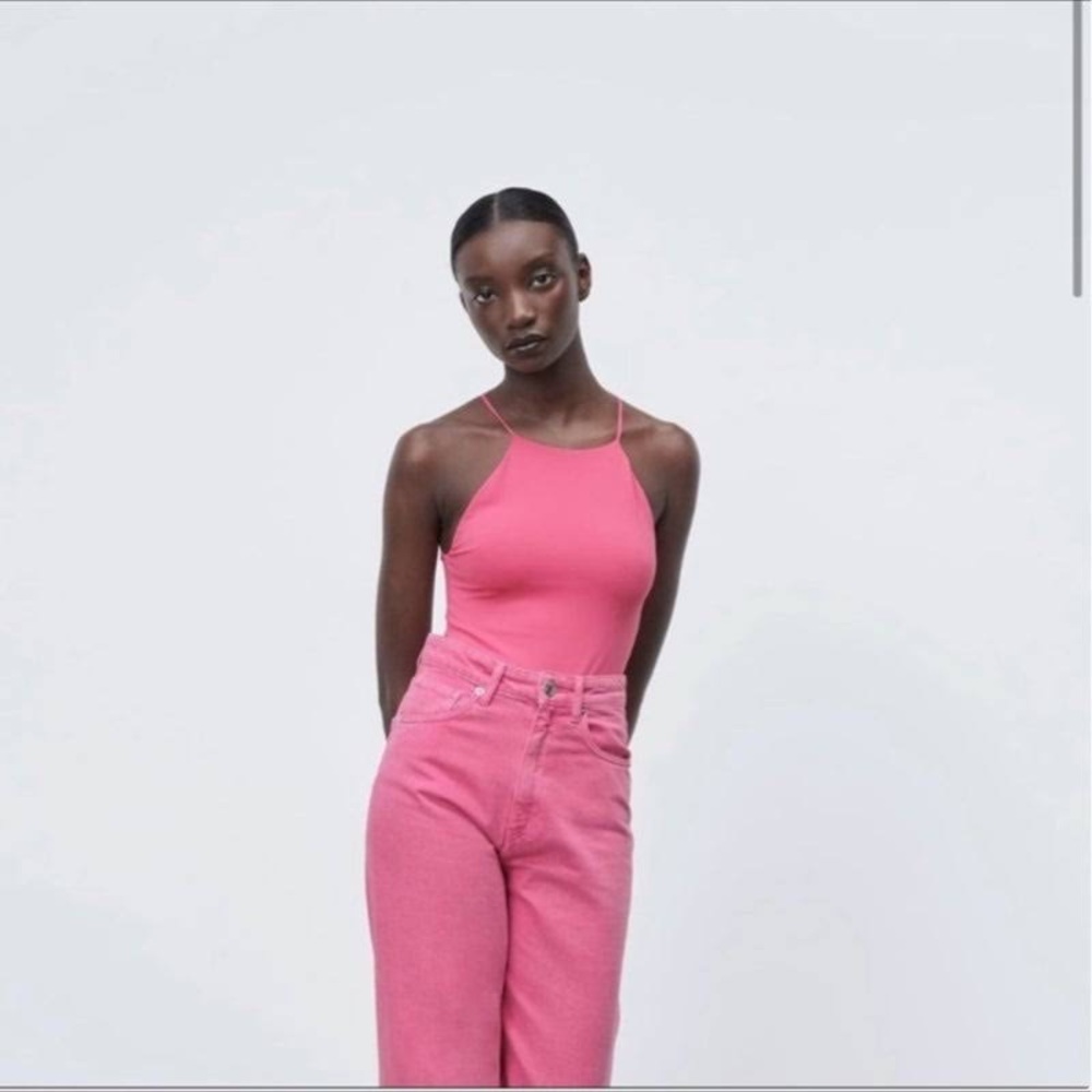 NEW w/o tags. ZARA. Bodysuit. Halter. Pink. Size small.